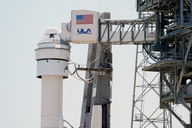 <p>Boeing’s Starliner capsule atop an Atlas V rocket is seen at Space Launch Complex 41 at the Cape Canaveral Space Force Station on 7 May, 2024 </p>