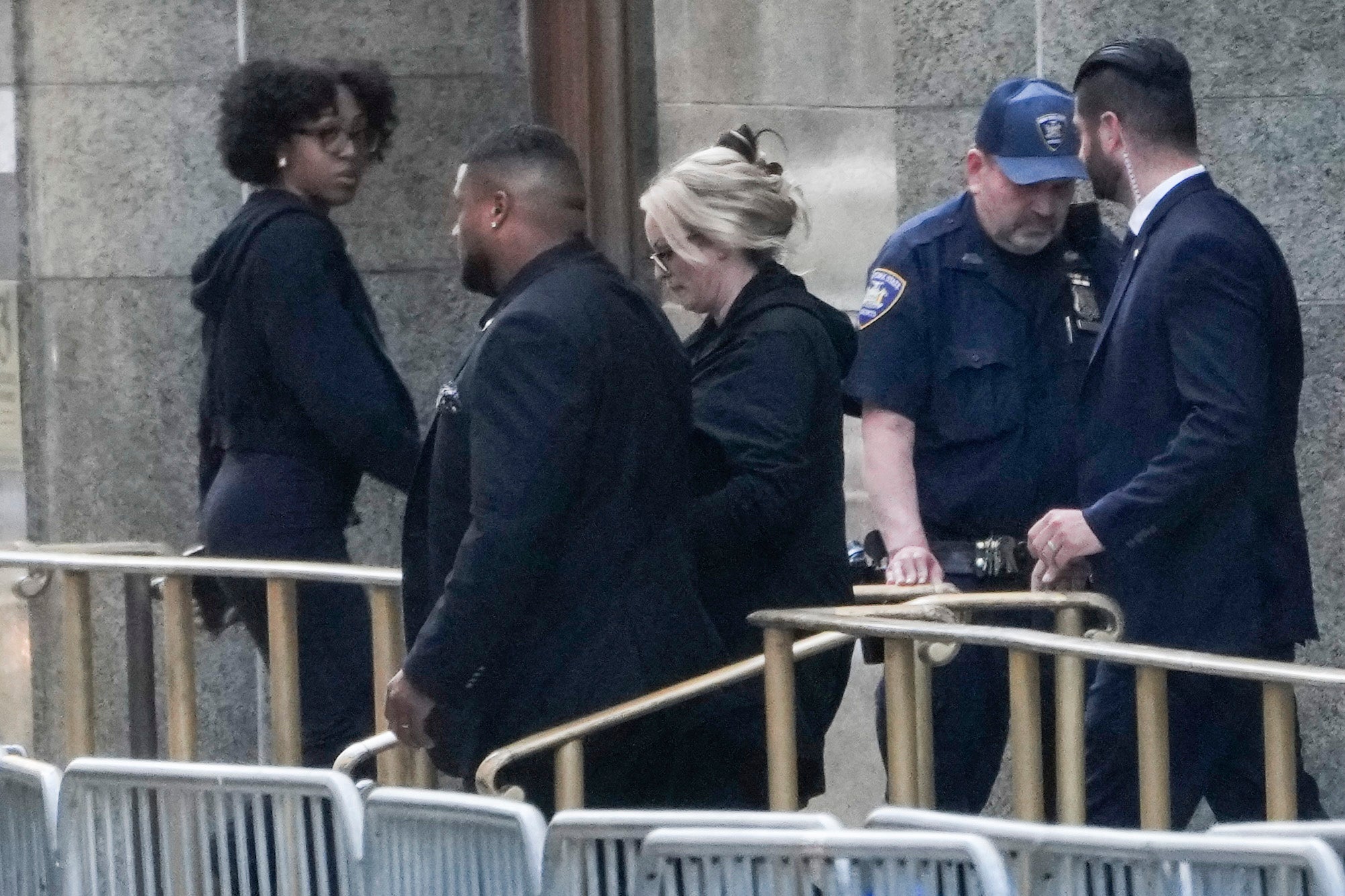 Stormy Daniels exits the courthouse at Manhattan criminal court in New York onTuesday