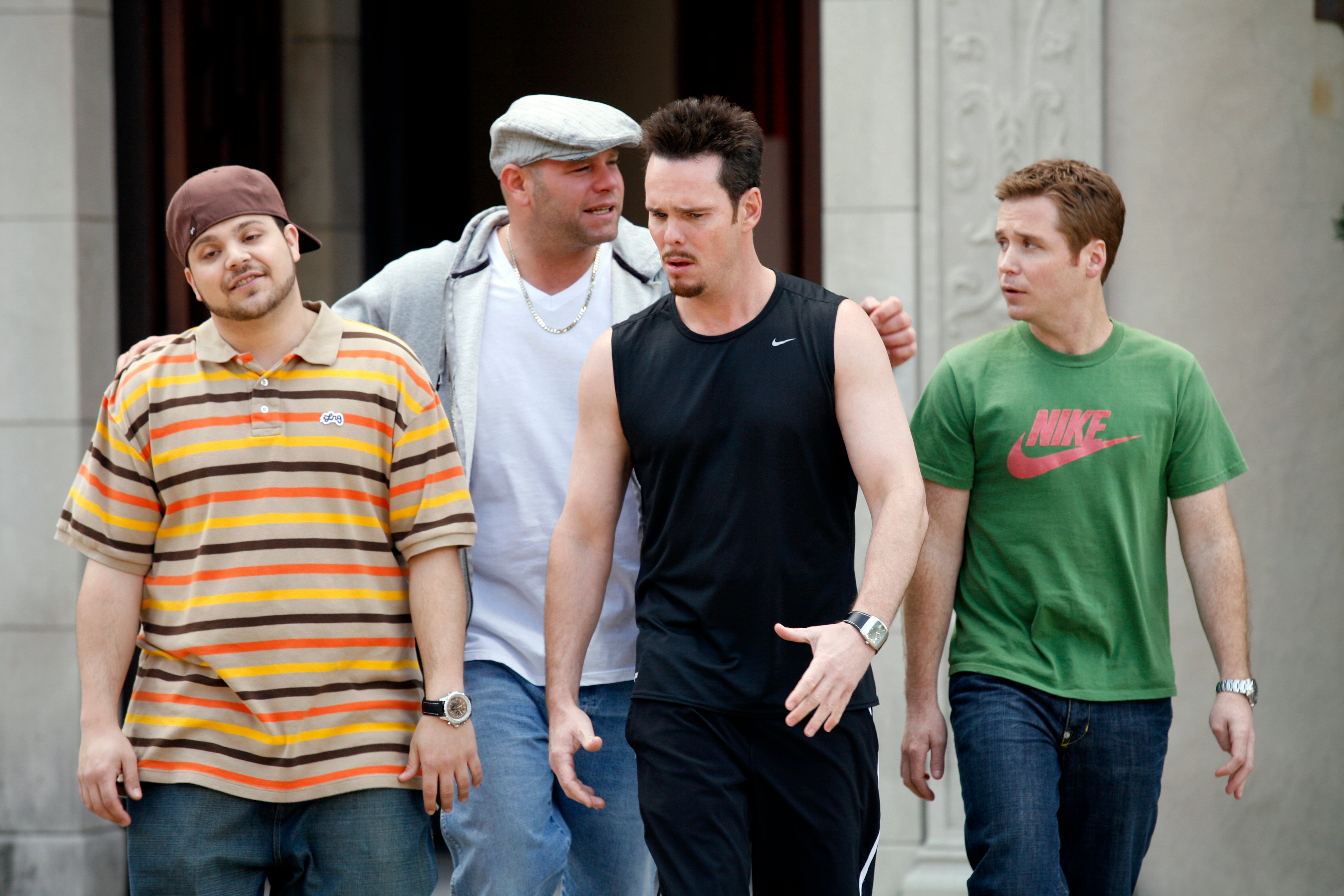 The exhausting Dom (Dominick Lombardozzi, second from left) pals around with the ‘Entourage’ gang