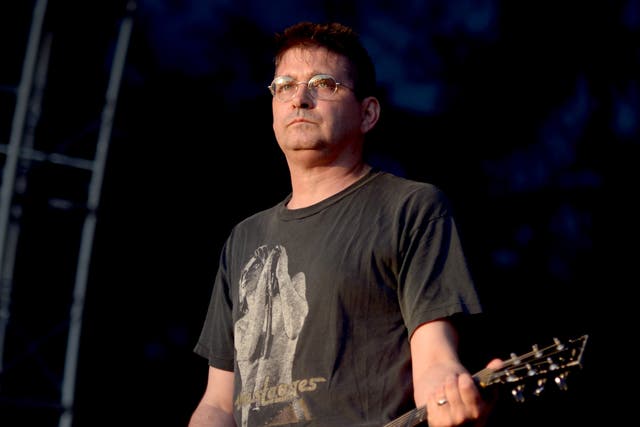 <p>Steve Albini on stage with his band Shellac in Los Angeles in 2016</p>
