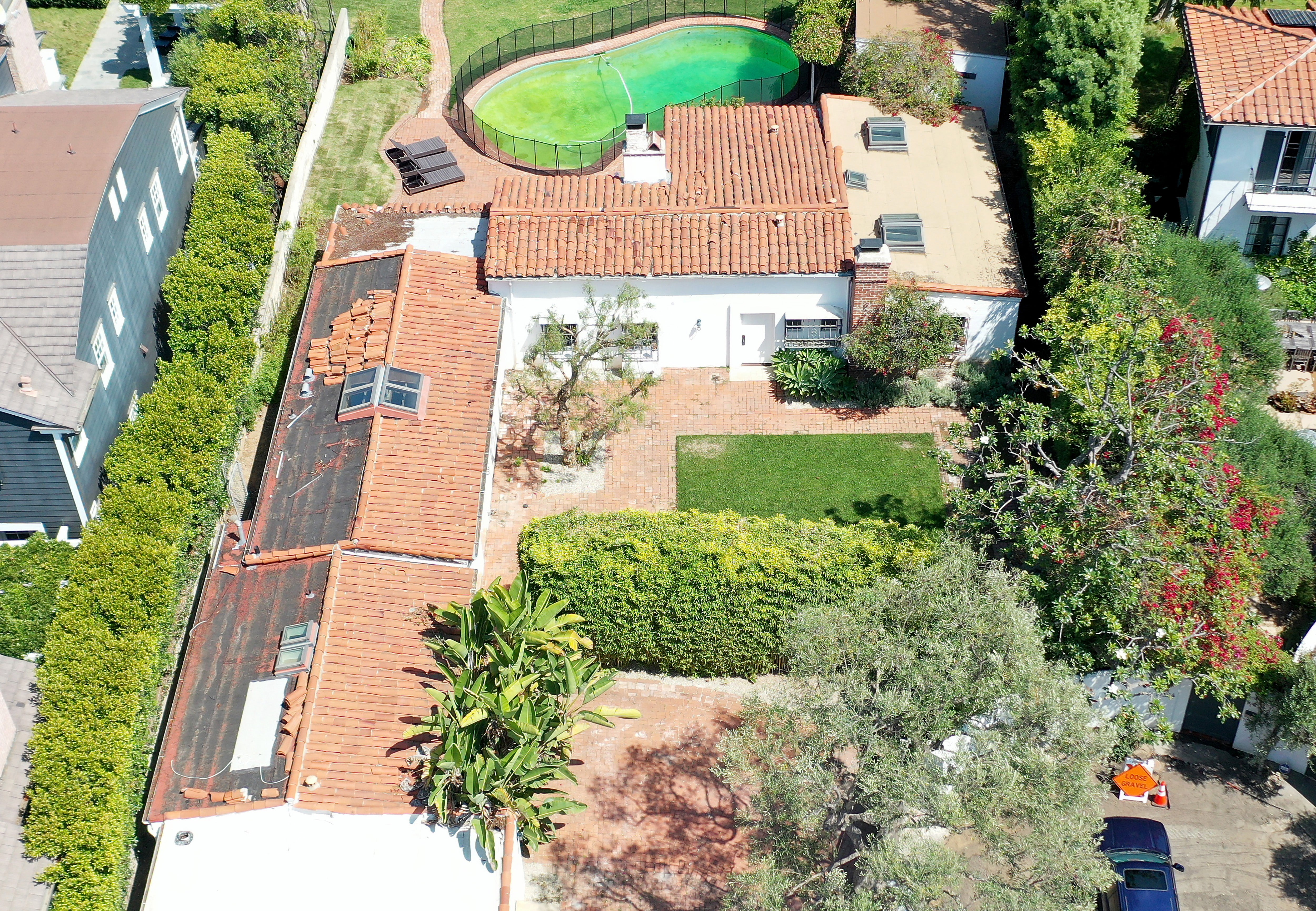 An aerial view of Marilyn Monroe’s former home in Los Angeles, California. The current homeowners are suing the city for the right to demolish it