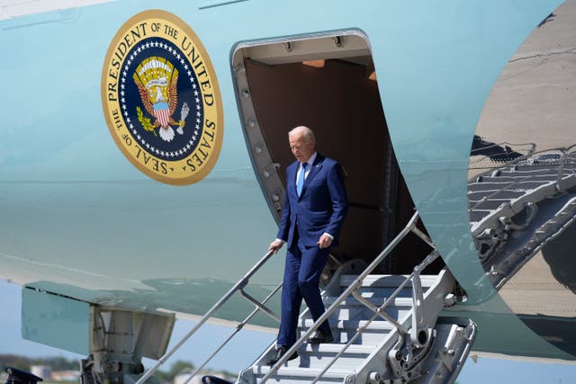 <p>President Joe Biden arrives at Milwaukee Mitchell International Airport, Wednesday, 8 May 2024, in Milwaukee</p>