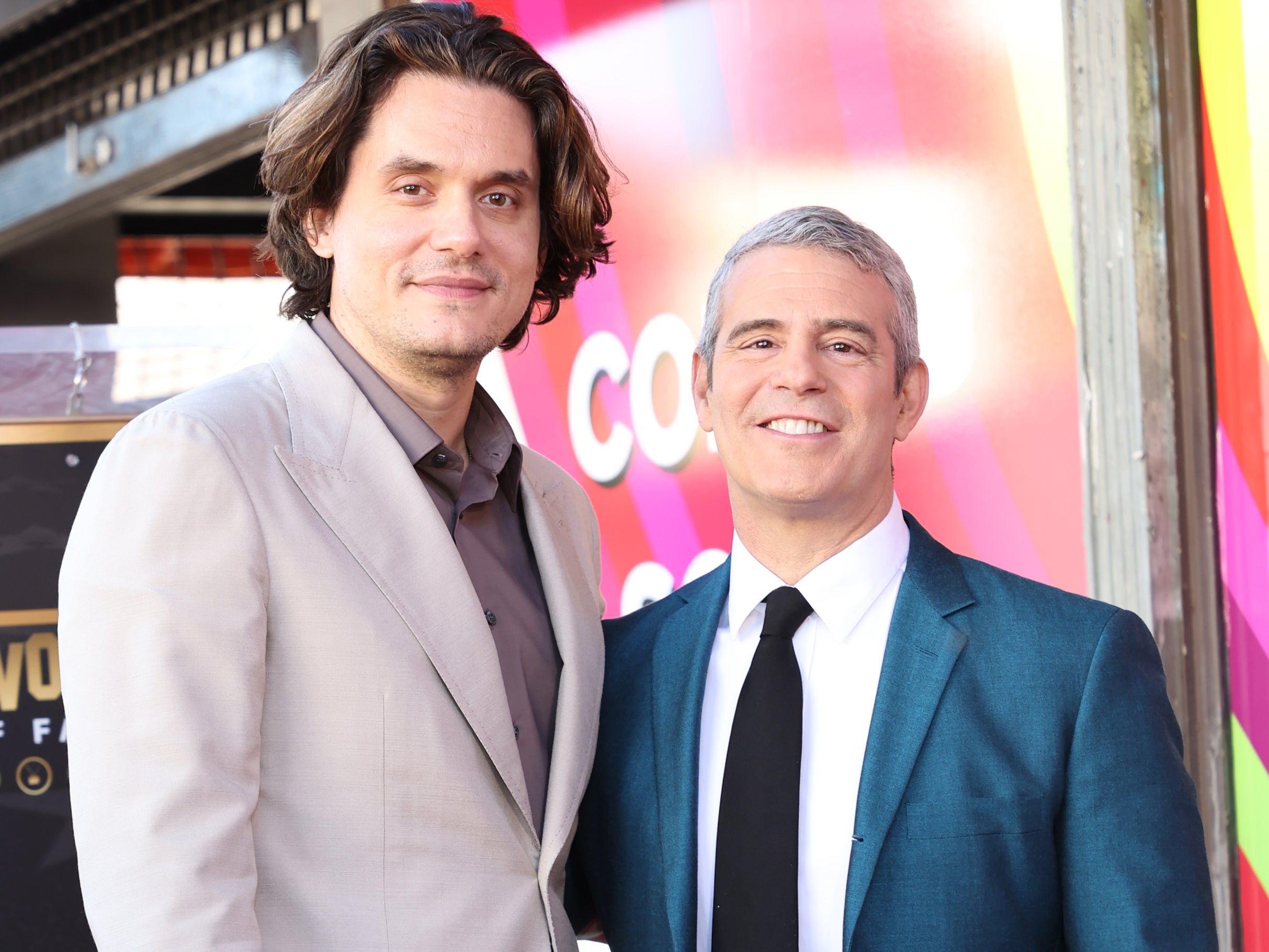 <p>John Mayer and Andy Cohen attend the Hollywood Walk of Fame Star Ceremony for Andy Cohen on 4 February 2022 in Hollywood, California</p>