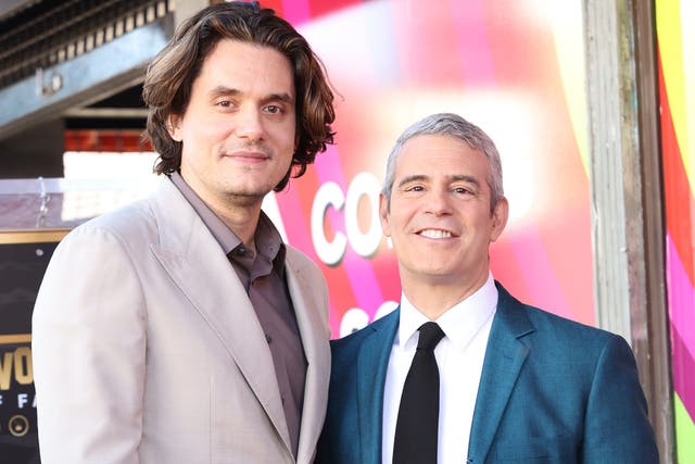 <p>John Mayer and Andy Cohen attend the Hollywood Walk of Fame Star Ceremony for Andy Cohen on 4 February 2022 in Hollywood, California</p>