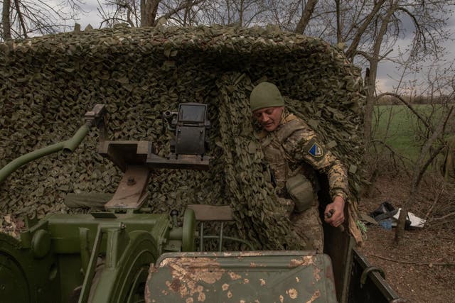 <p>A Ukrainian soldier in Zaporizhzhia region</p>