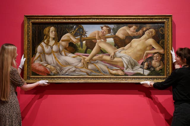 The painting Venus and Mars by Italian Renaissance artist Sandro Botticelli has left the National Gallery in London to go on loan at Cambridge’s Fitzwilliam Museum. (Joe Giddens/ PA)