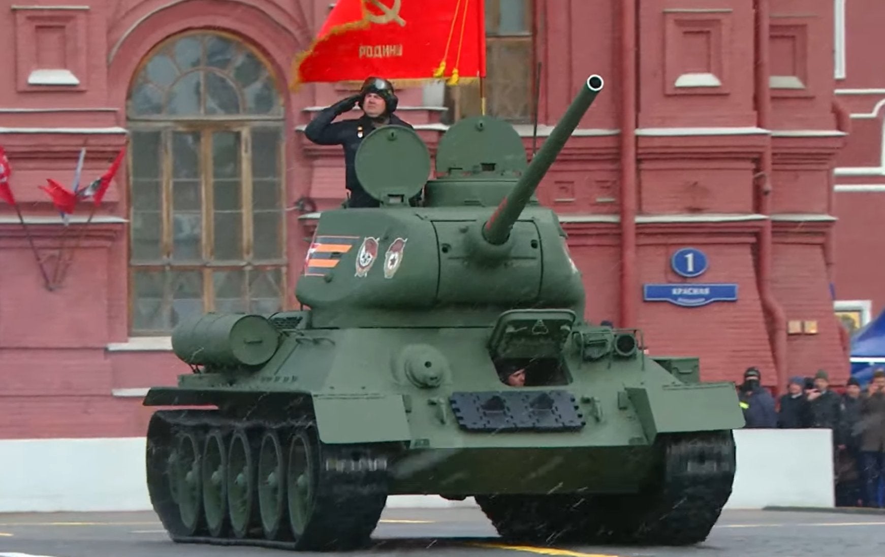 Only one tank was seen parading in Russia’s annual Victory Day celebrations