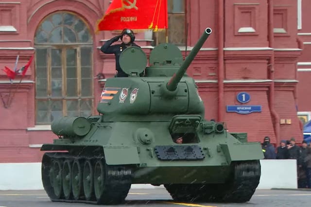 <p>The T-34, an 83-year-old relic, has traditionally opened the annual display of military might because of its symbolic role in helping Russia overcome Nazi Germany</p>