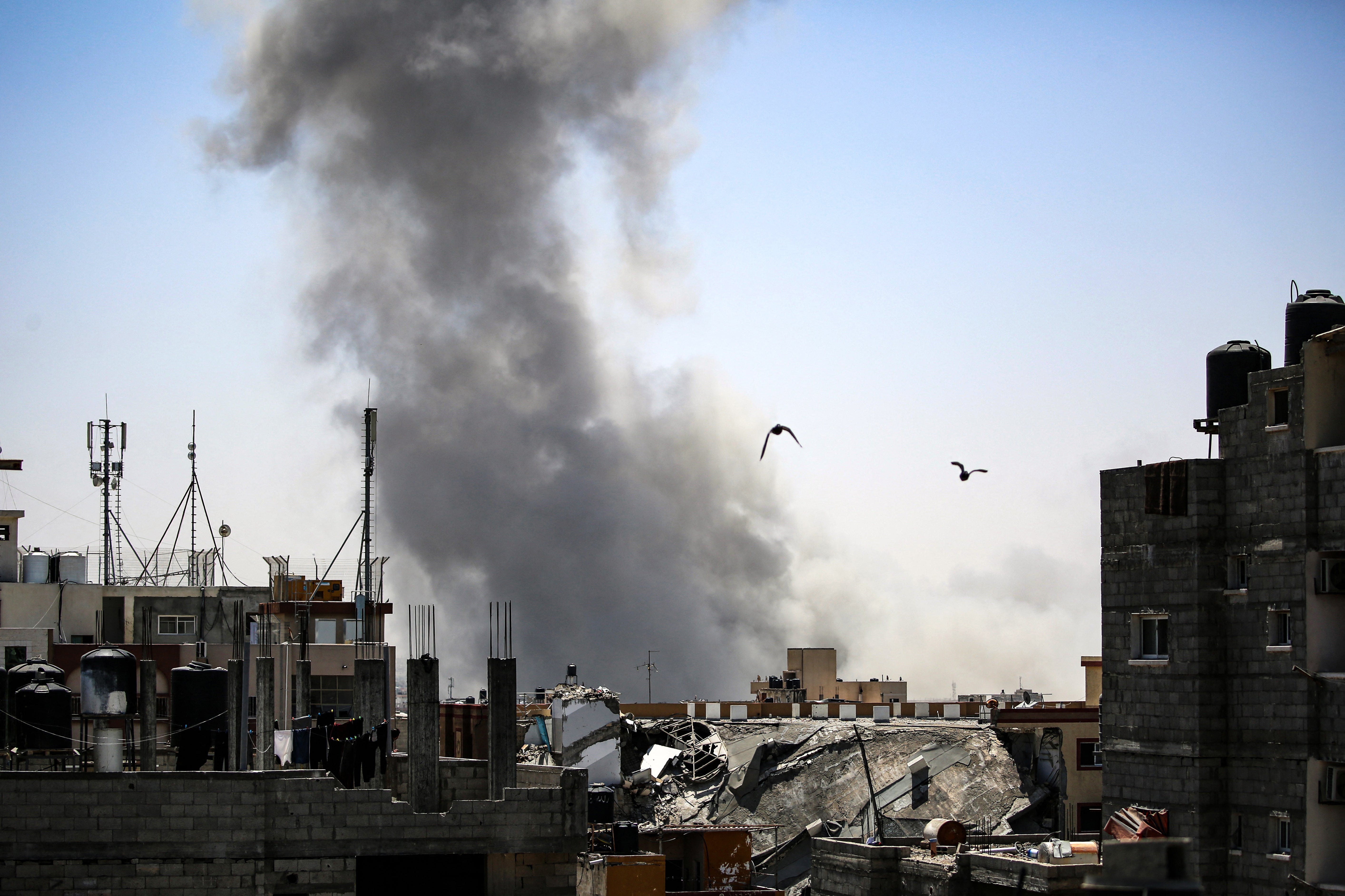 Smoke billows from Israeli strikes in Rafah in the southern Gaza Strip