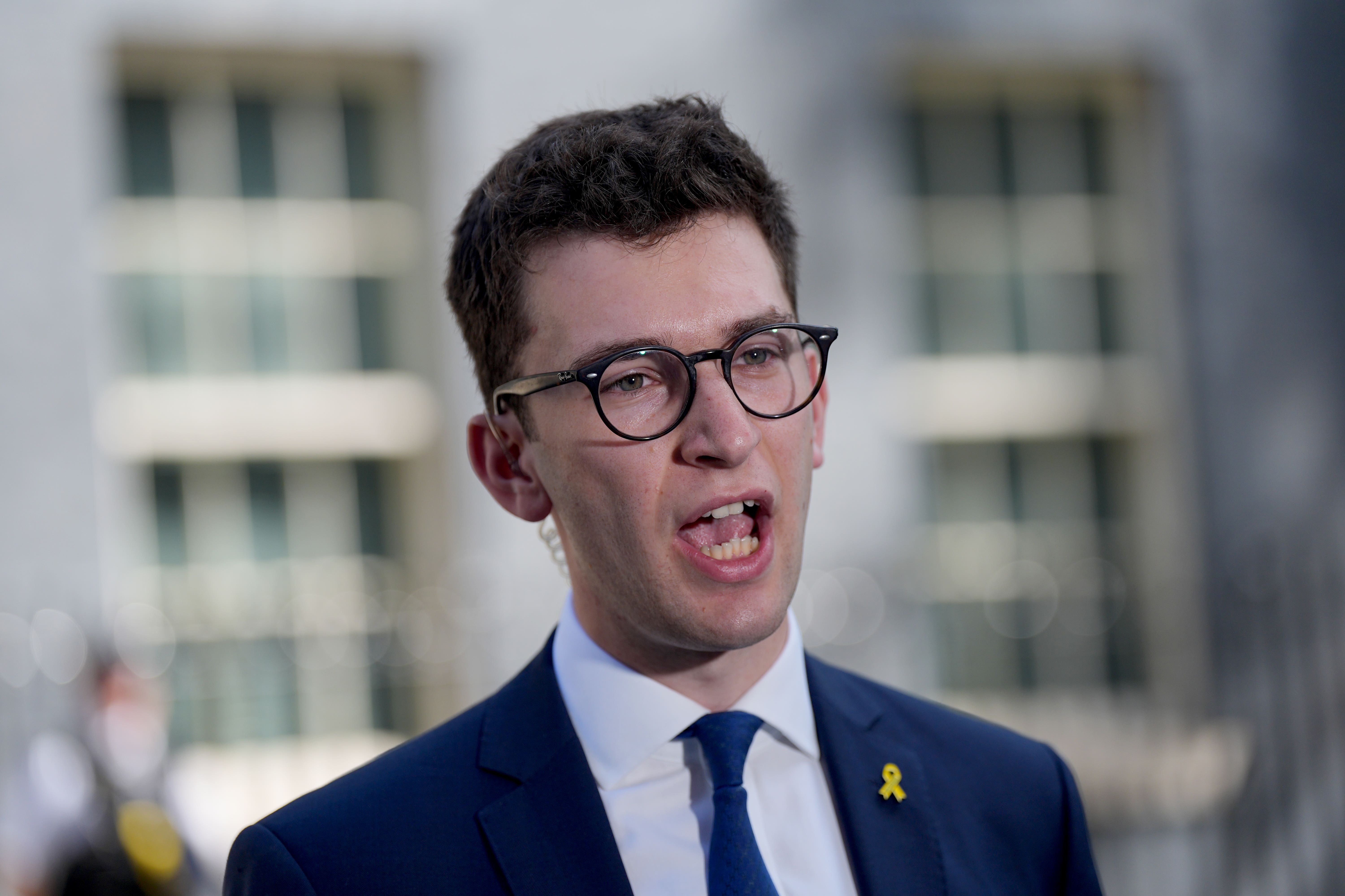 The president of the Union of Jewish Students, Edward Isaacs, outside No 10, following a meeting with Prime Minister Rishi Sunak and university leaders (Yui Mok/PA)