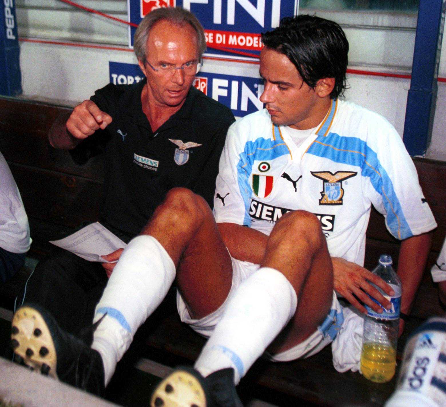 Eriksson (left) managed big names such as Simone Inzaghi (right) at LAzio