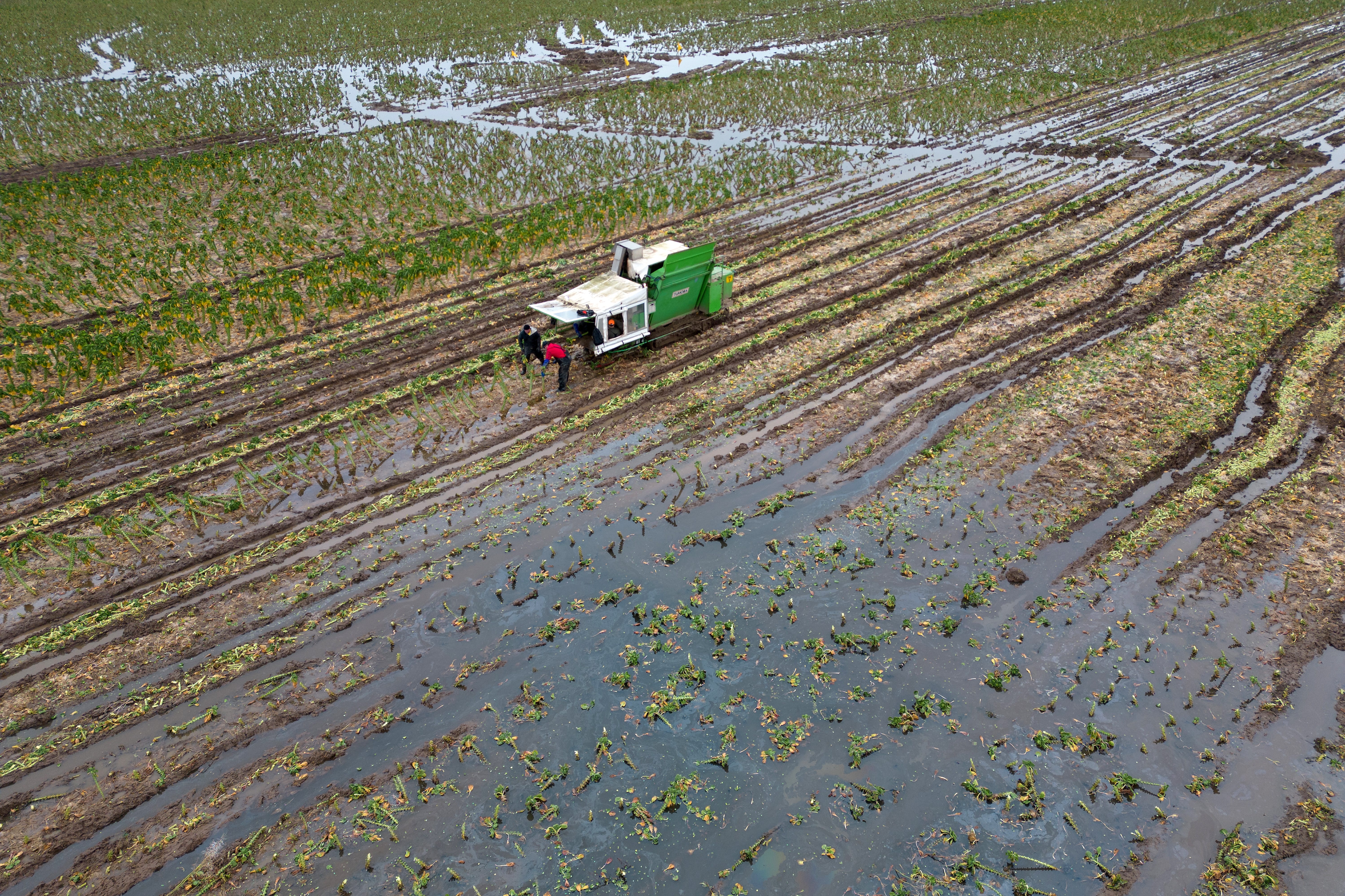 An unprecedented wet winter has meant many farmers have been unable to plant or apply fertiliser (Joe Giddens/PA)