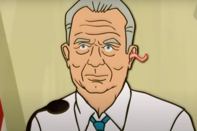 <p>Independent presidential candidate Robert F Kennedy Jr depicted in cartoon form on The Late Show with Stephen Colbert</p>