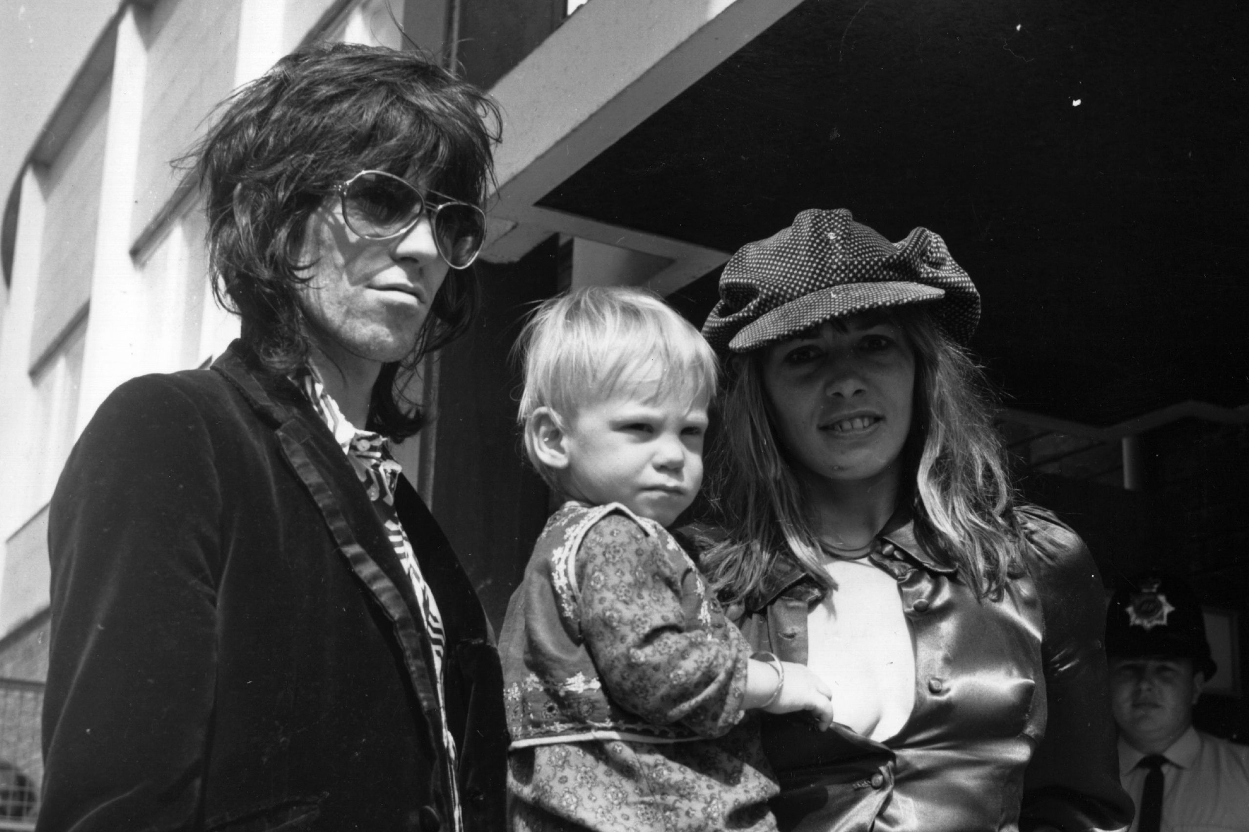 Keith Richards, Anita Pallenberg and young son Marlon in 1970
