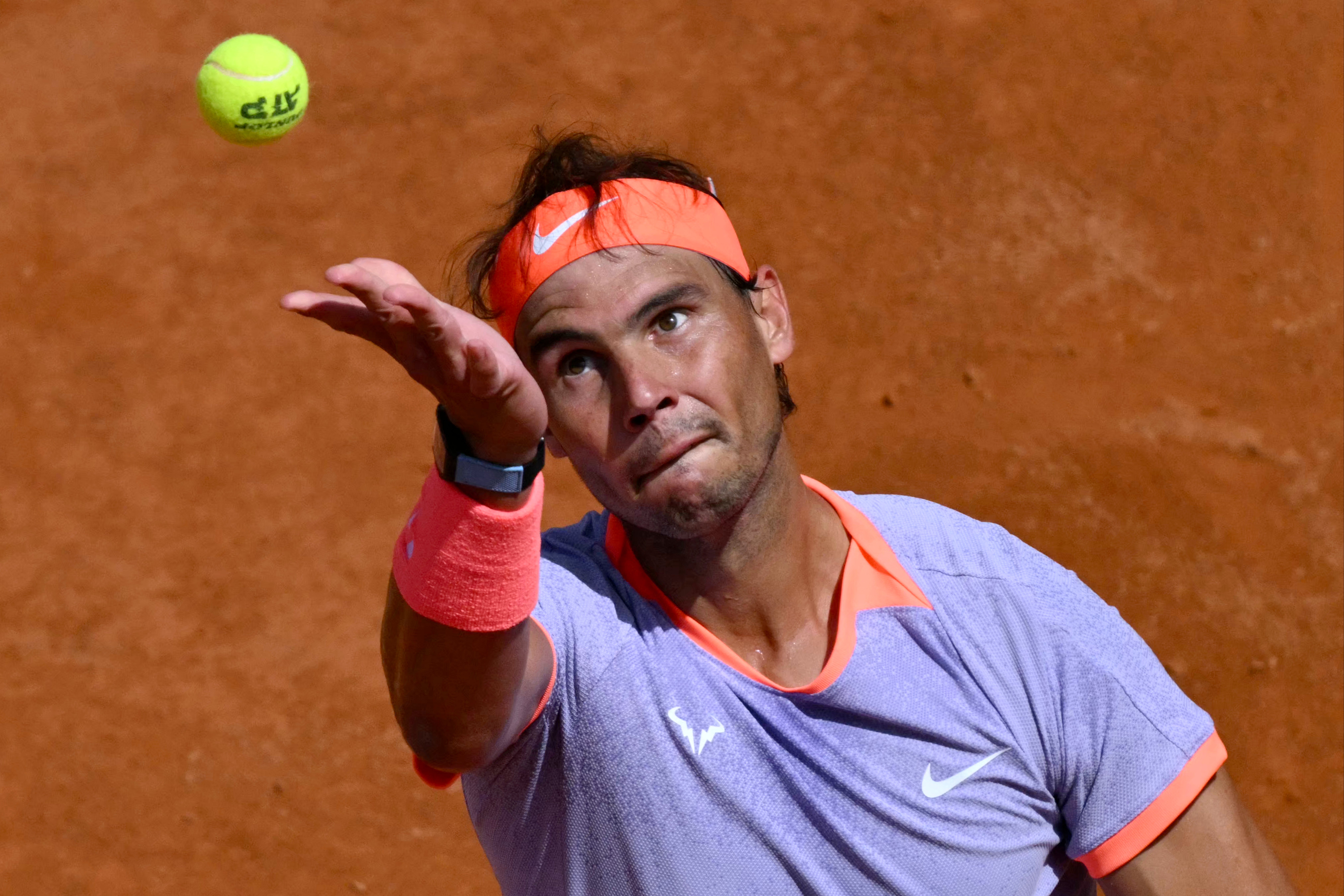 Rafael Nadal is in action in Rome
