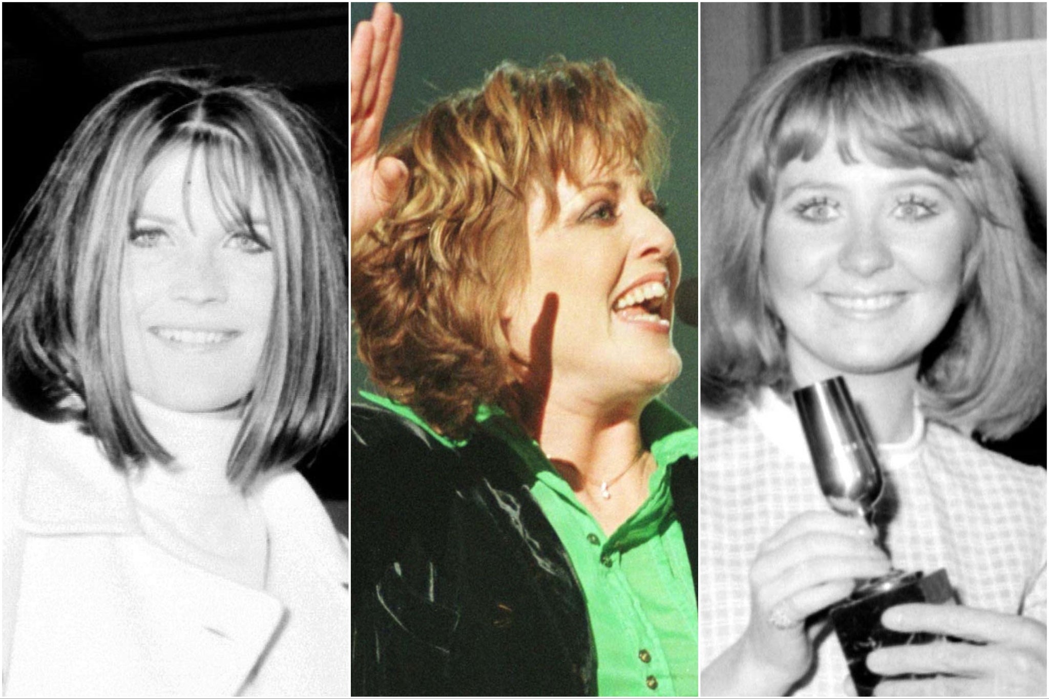 <p>Sandie Shaw, Katrina and the Waves and Lulu after their respective Eurovision wins</p>