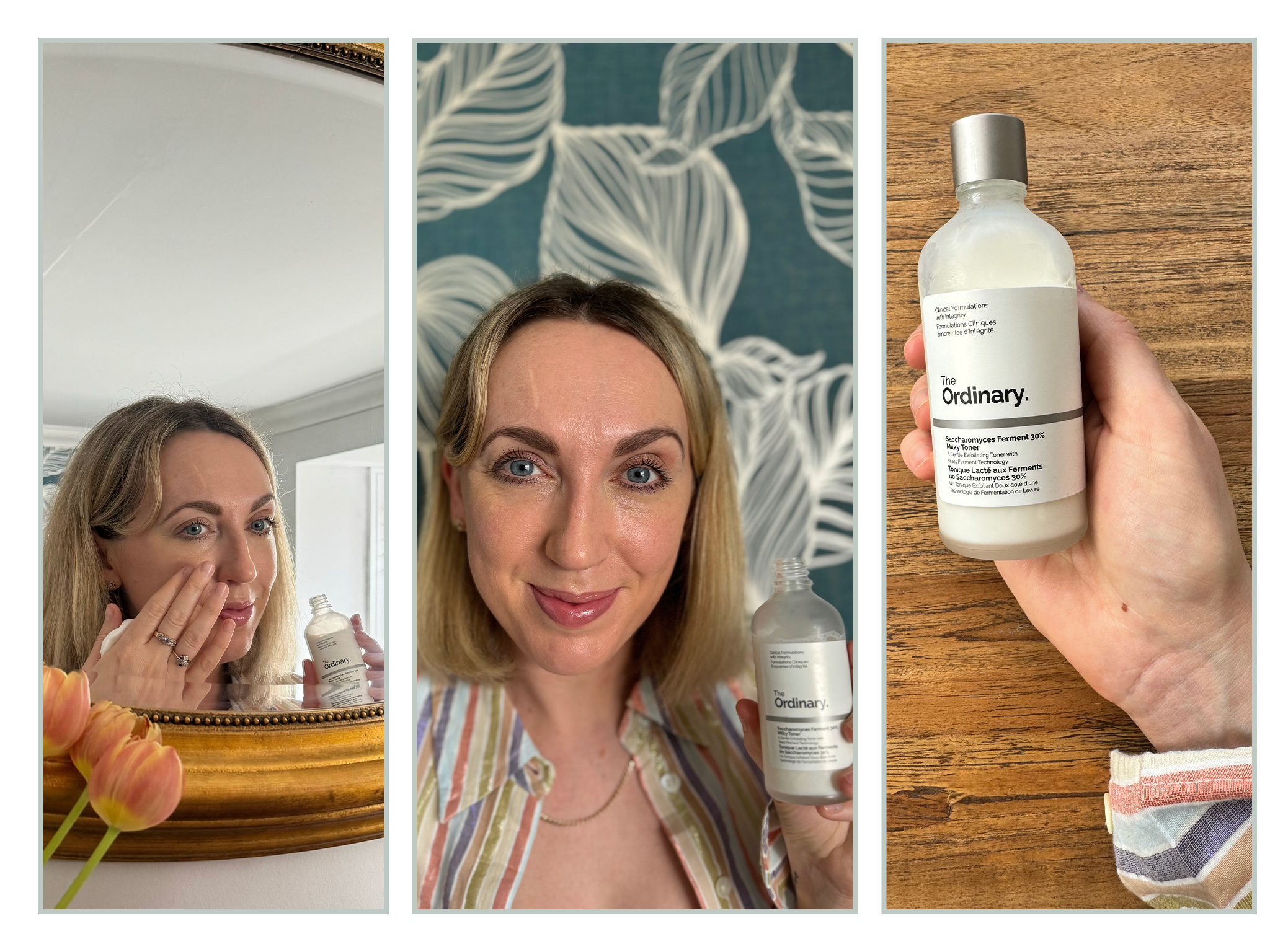 Our tester in action with The Ordinary’s toner