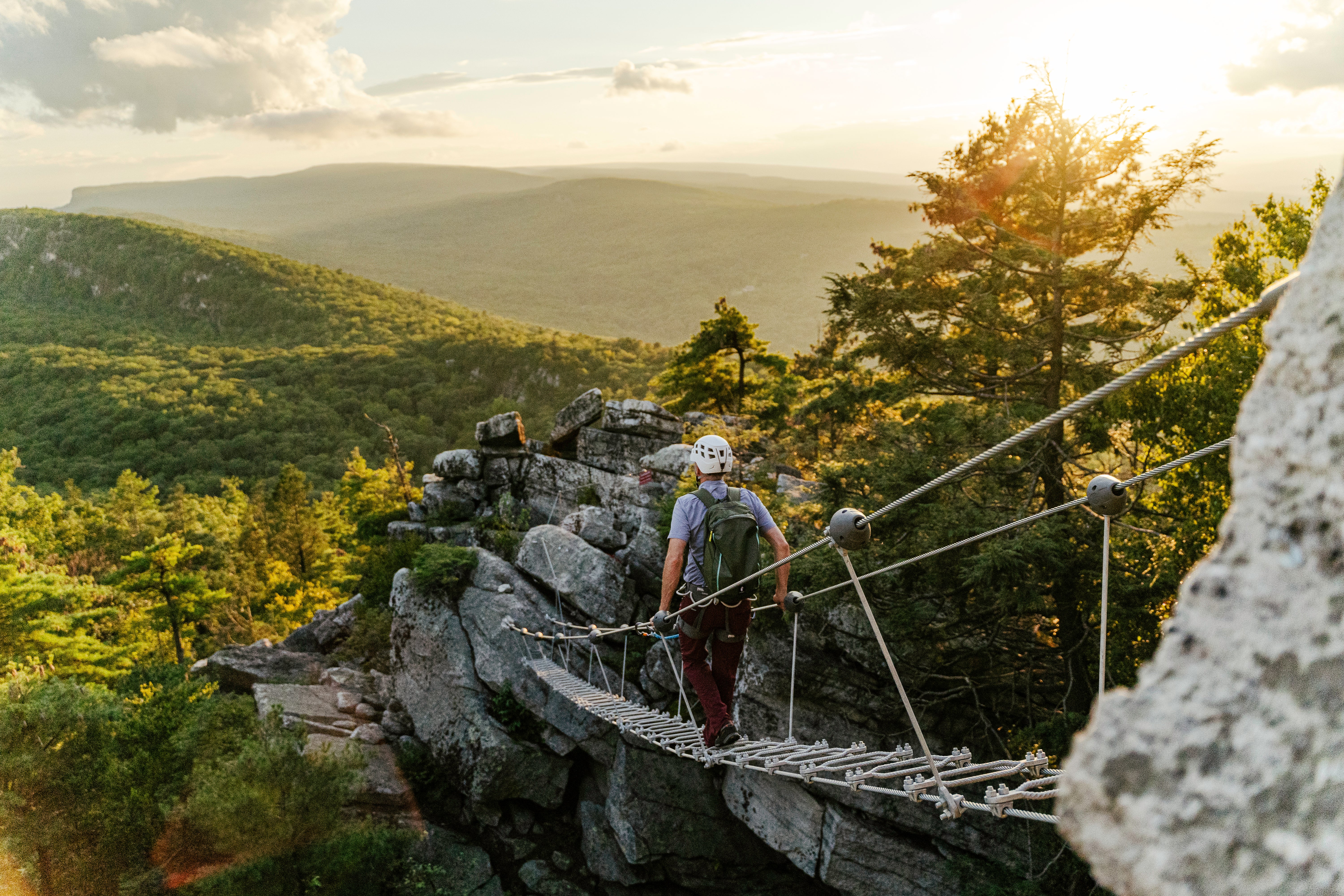 Visitors can enjoy a bird’s eye view of the Catskills from the Mohonk Mountain House via ferrata