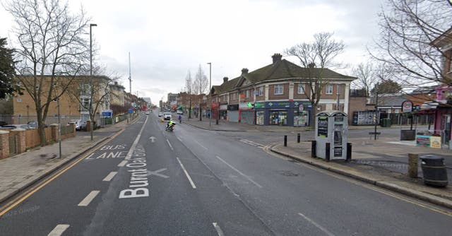 <p>A section of Burnt Oak Broadway in Edgware, north London, where a woman was stabbed to death on 09/05/2024</p>