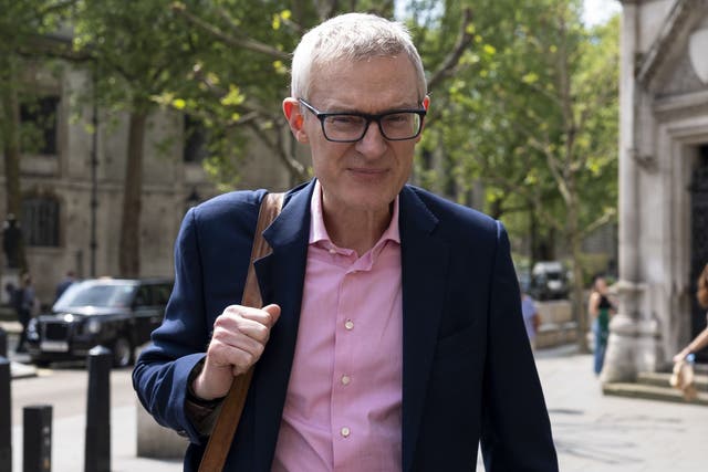 <p>Jeremy Vine arrives at the Royal Courts of Justice in London for the first hearing in the libel claim brought by himself against Joey Barton </p>