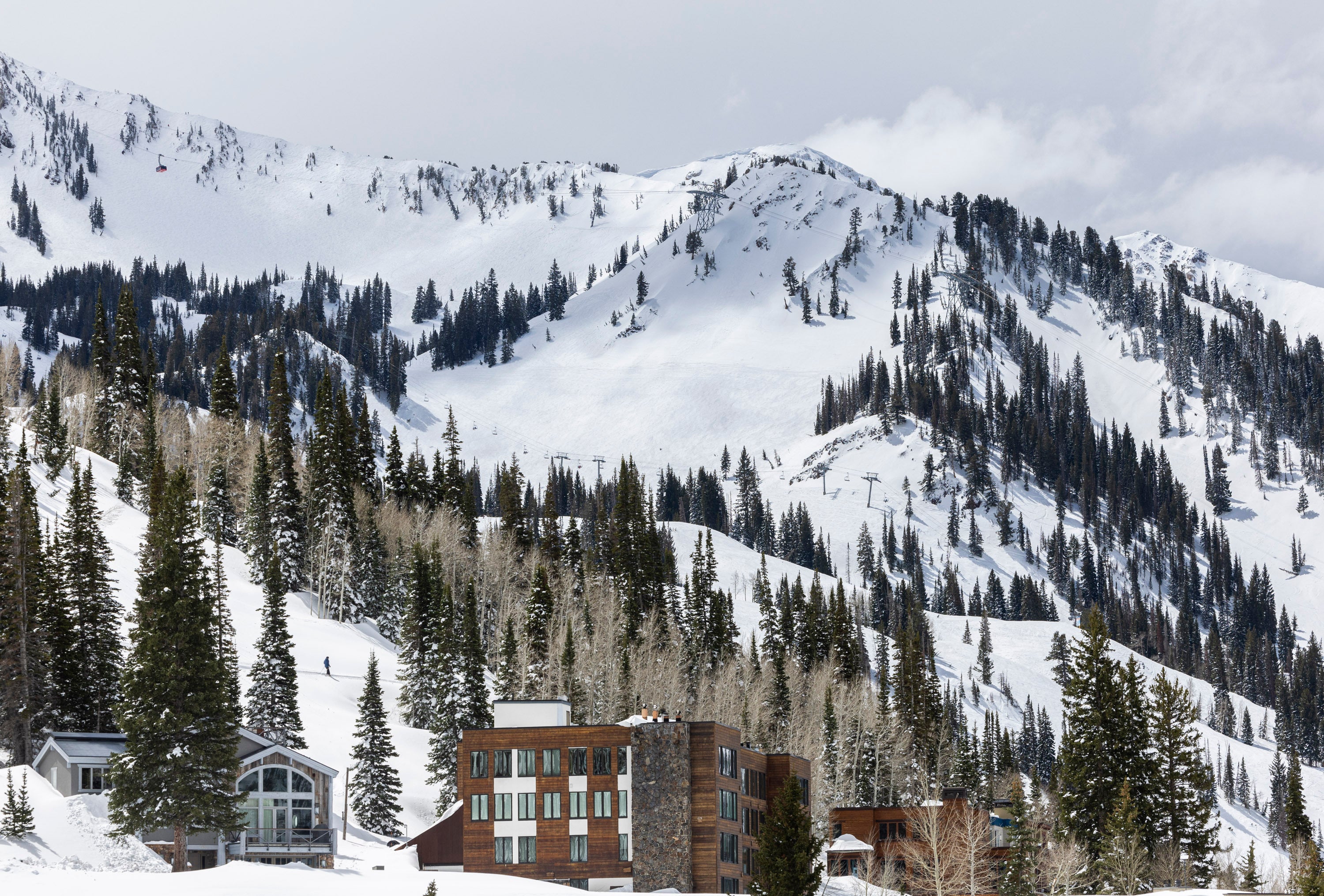 The town of Alta, Utah, sits below Snowbird in Little Cottonwood Canyon 9 May 2024