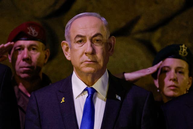 <p>Benjamin Netanyahu attends a ceremony marking Holocaust Remembrance Day in Jerusalem on 6 May 2024</p>