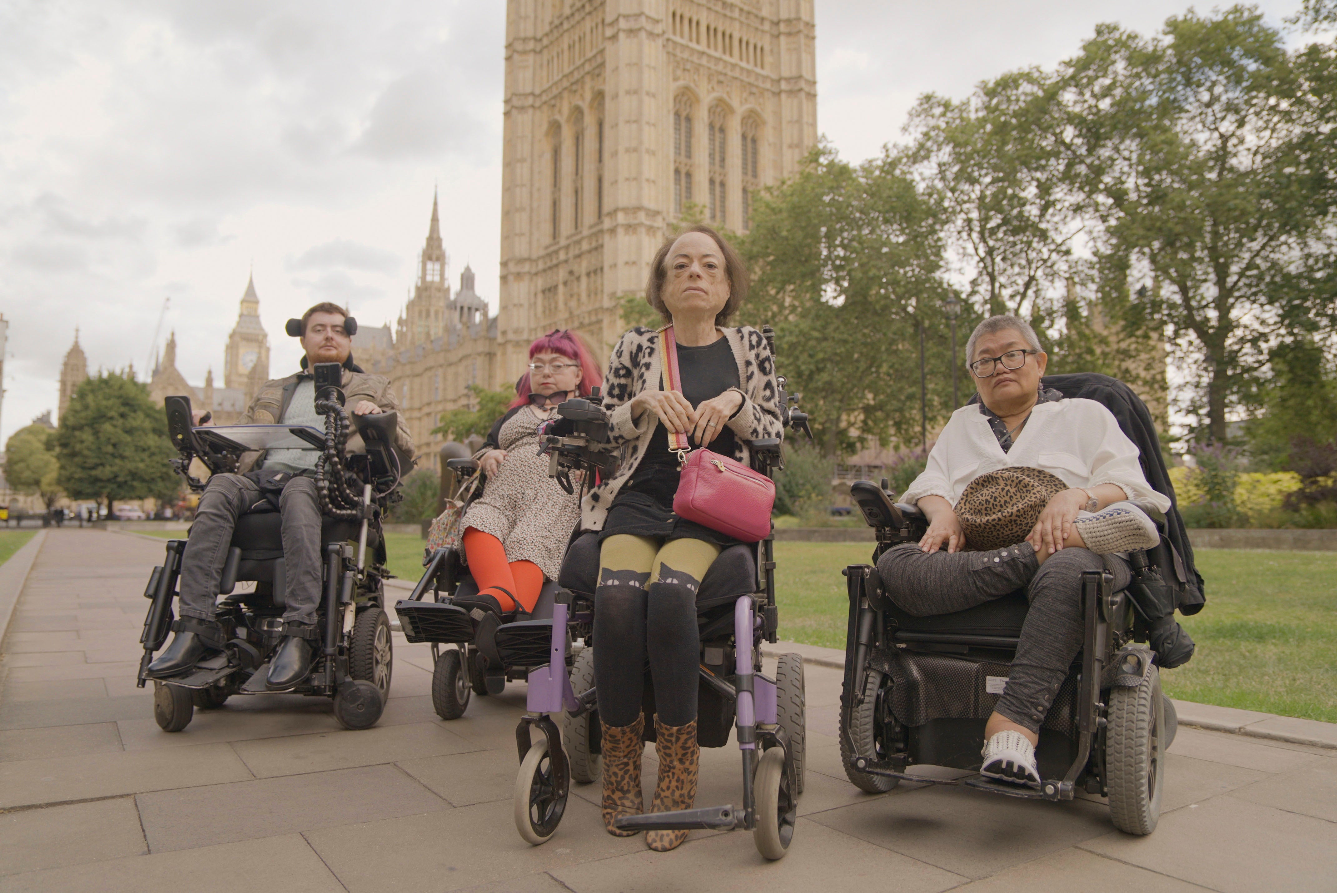Liz Carr (front) in the BBC documentary ‘Better Off Dead?’