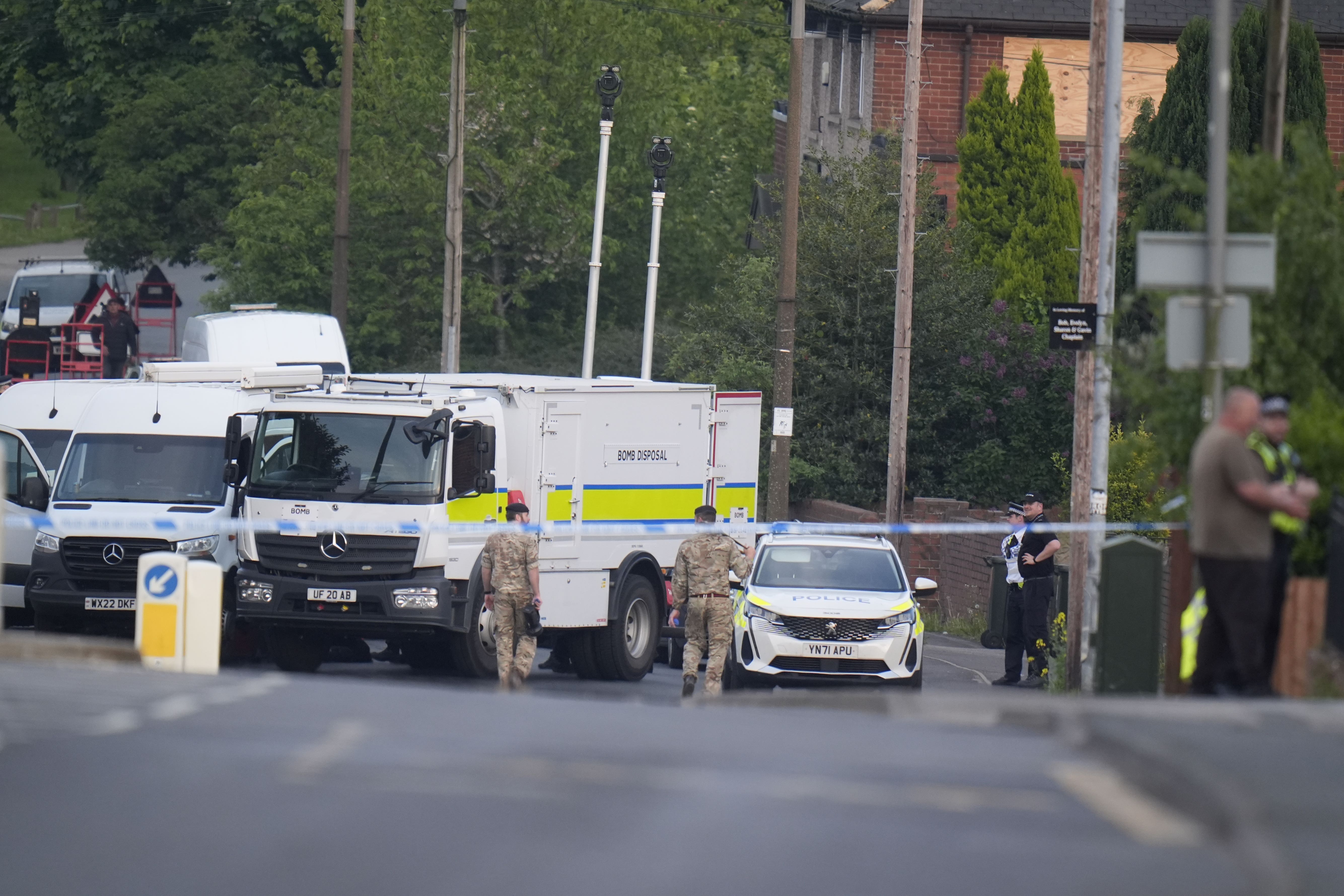 Emergency services at the scene in Grimethorpe after more than 100 homes were evacuated (Danny Lawson/PA)