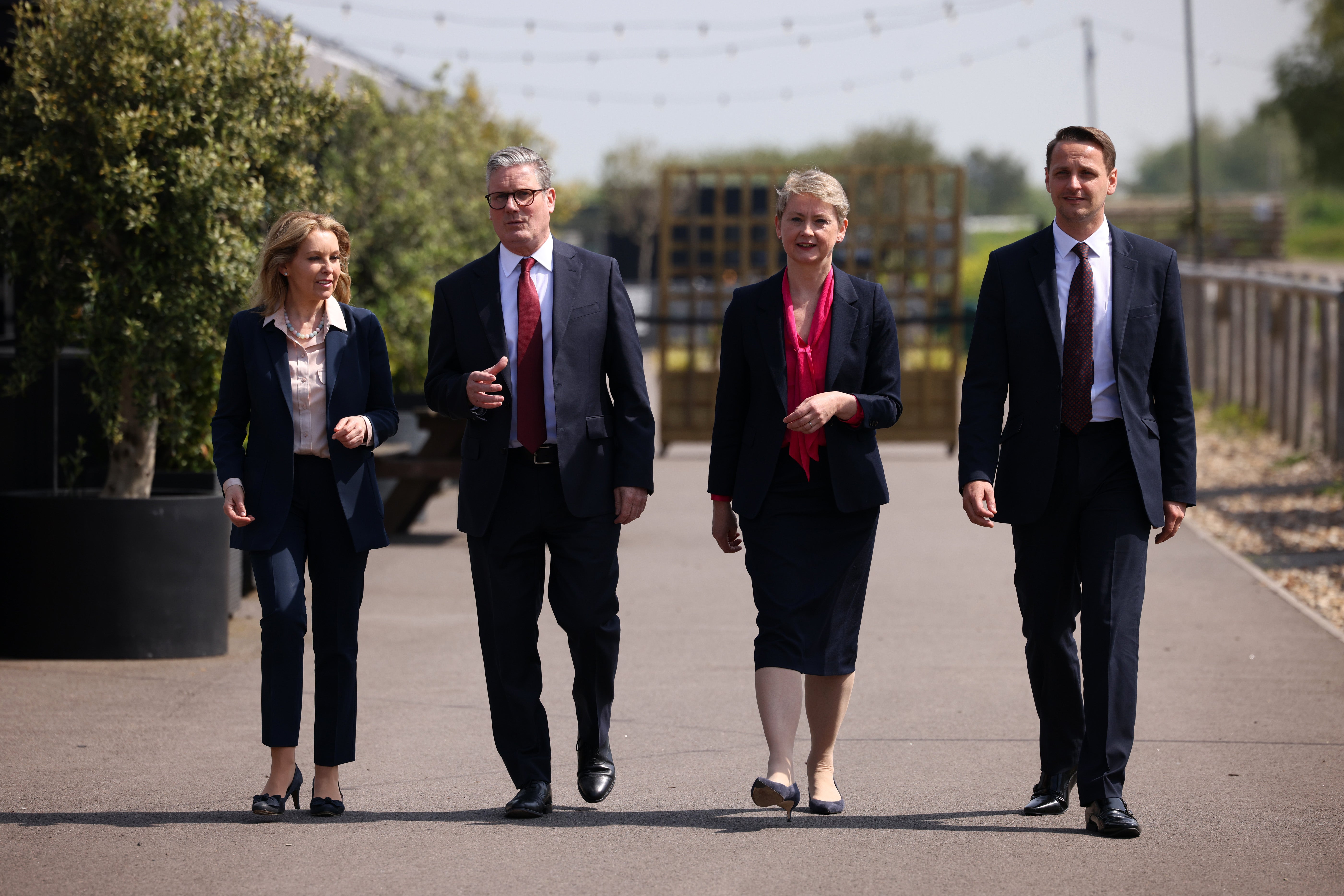 Keir Starmer with shadow home secretary Yvette Cooper, ex-Tory MP Natalie Elphicke, left, and Labour’s Dover parliamentary candidate Mike Tapp