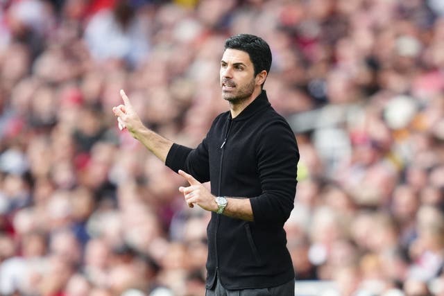 Arsenal manager Mikel Arteta during the Premier League win over Bournemouth. (Adam Davy/PA)