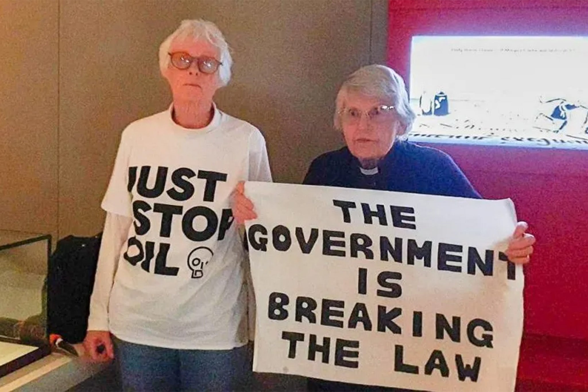 Two climate protesters smashed the glass around Magna Carta in the British Library on Friday, calling for the government to commit to emergency plans