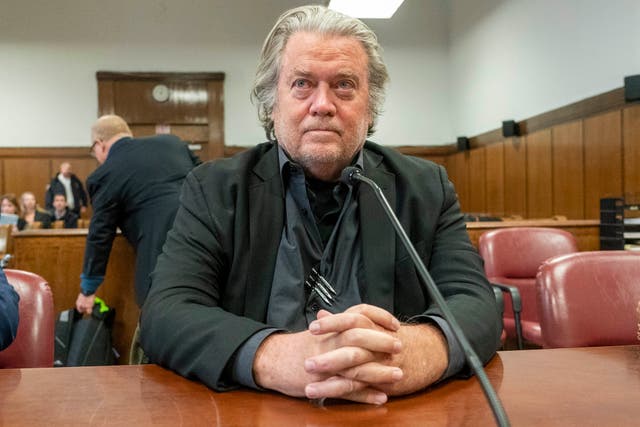 <p>Prosecutors have filed a motion with the DC District Court asking a judge to reverse a stay on Steve Bannon’s prison sentence </p>