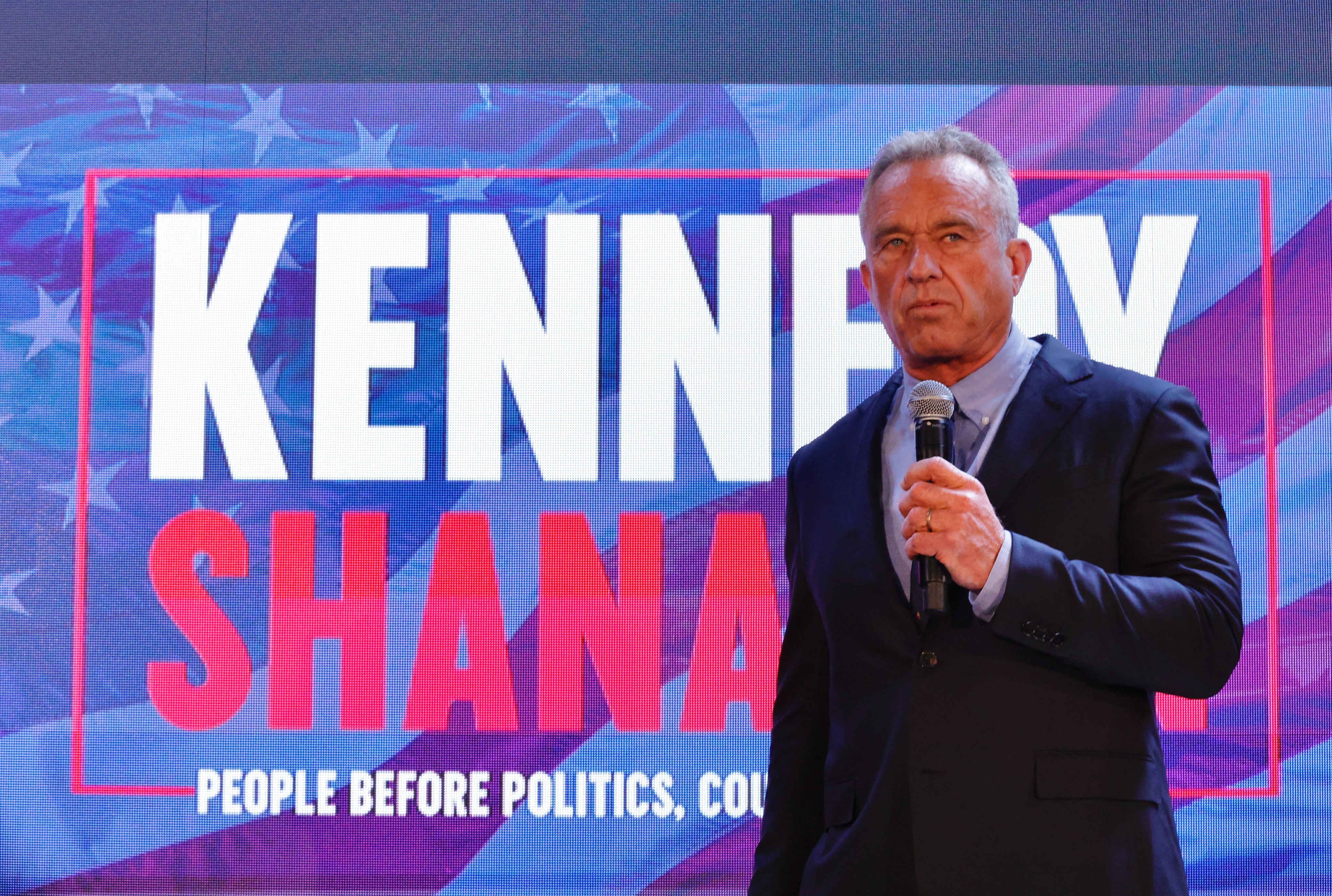 RFK Jr, pictured at a campaign event on 1 May, has made abortion, the environment and healthcare all part of his main campaign platform