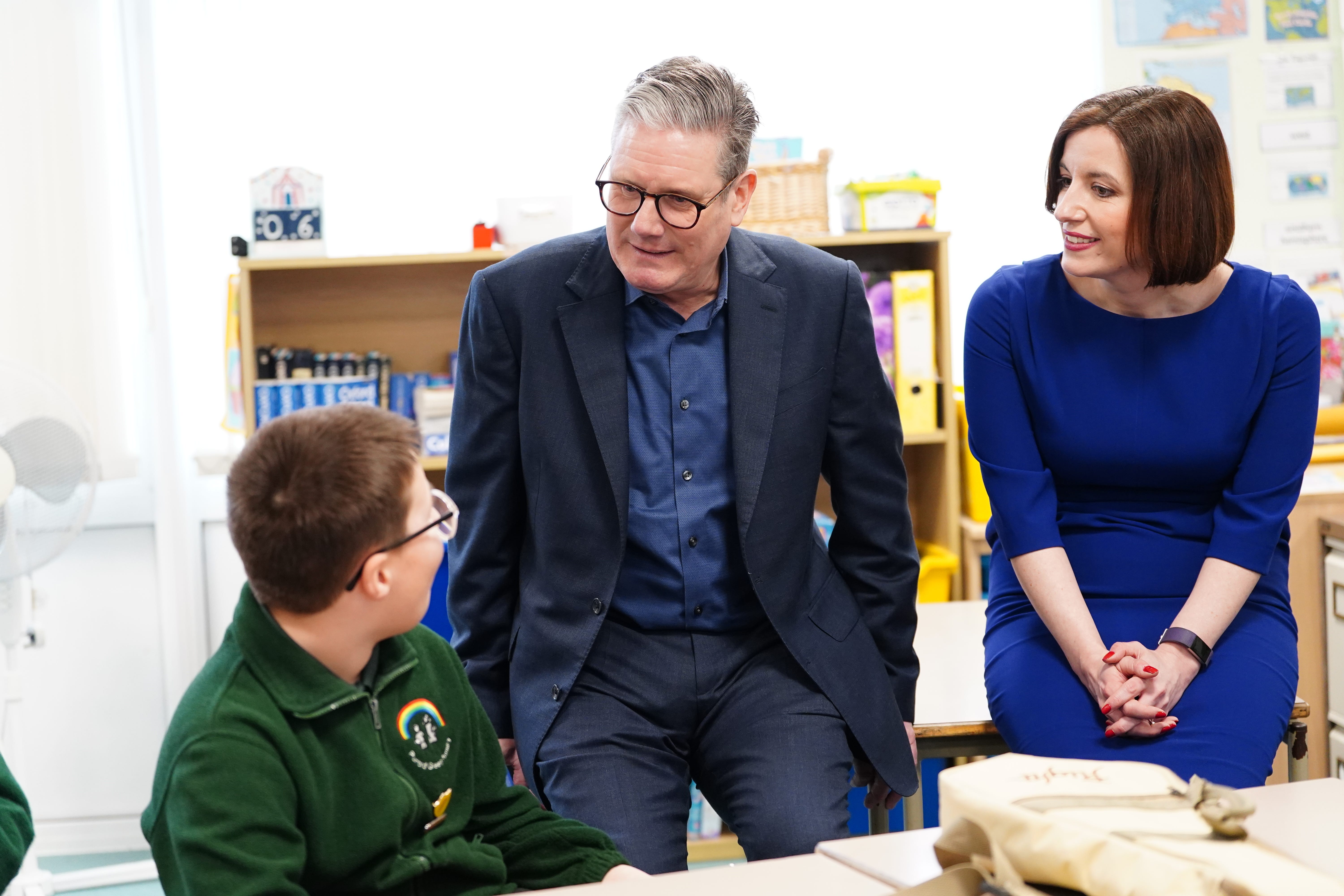 Sir Keir Starmer and shadow education secretary Bridget Phillipson during a visit to a school in Harlow in Essex