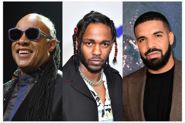 <p>Stevie Wonder, Kendrick Lamar and Drake</p>