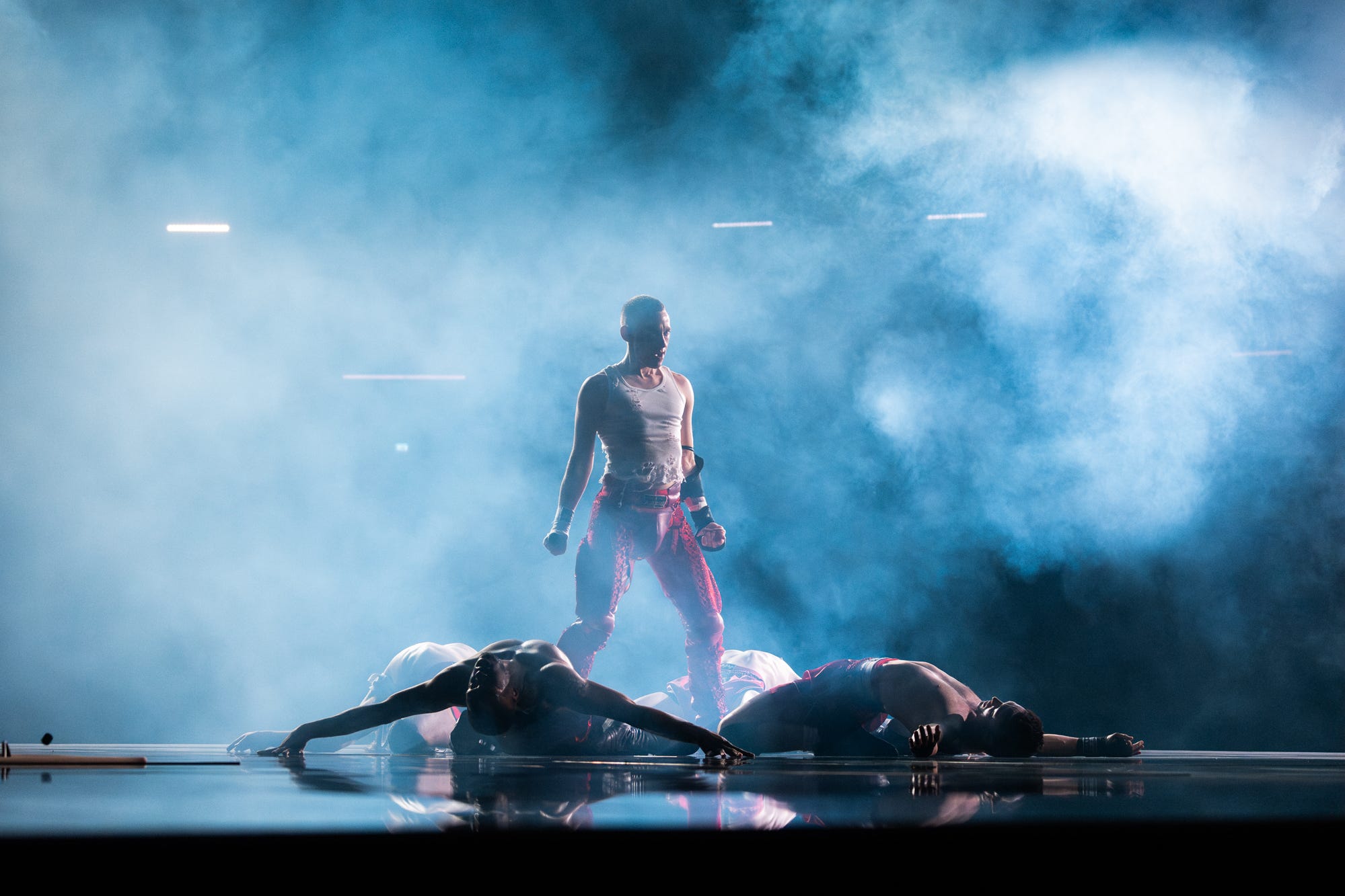 Olly Alexander rehearsing Dizzy at the Second Rehearsal of the Grand Final at Malmo Arena in Sweden 24 (Corinne Cumming/EBU/PA)