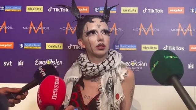 <p>Eurovision’s Bambie Thug says pro-Palestine protests ‘putting a cloud above everyone’.</p>