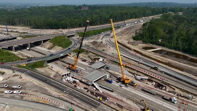 <p>Watch: Drone footage captures scale of M25 closure as new bridge beams installed.</p>