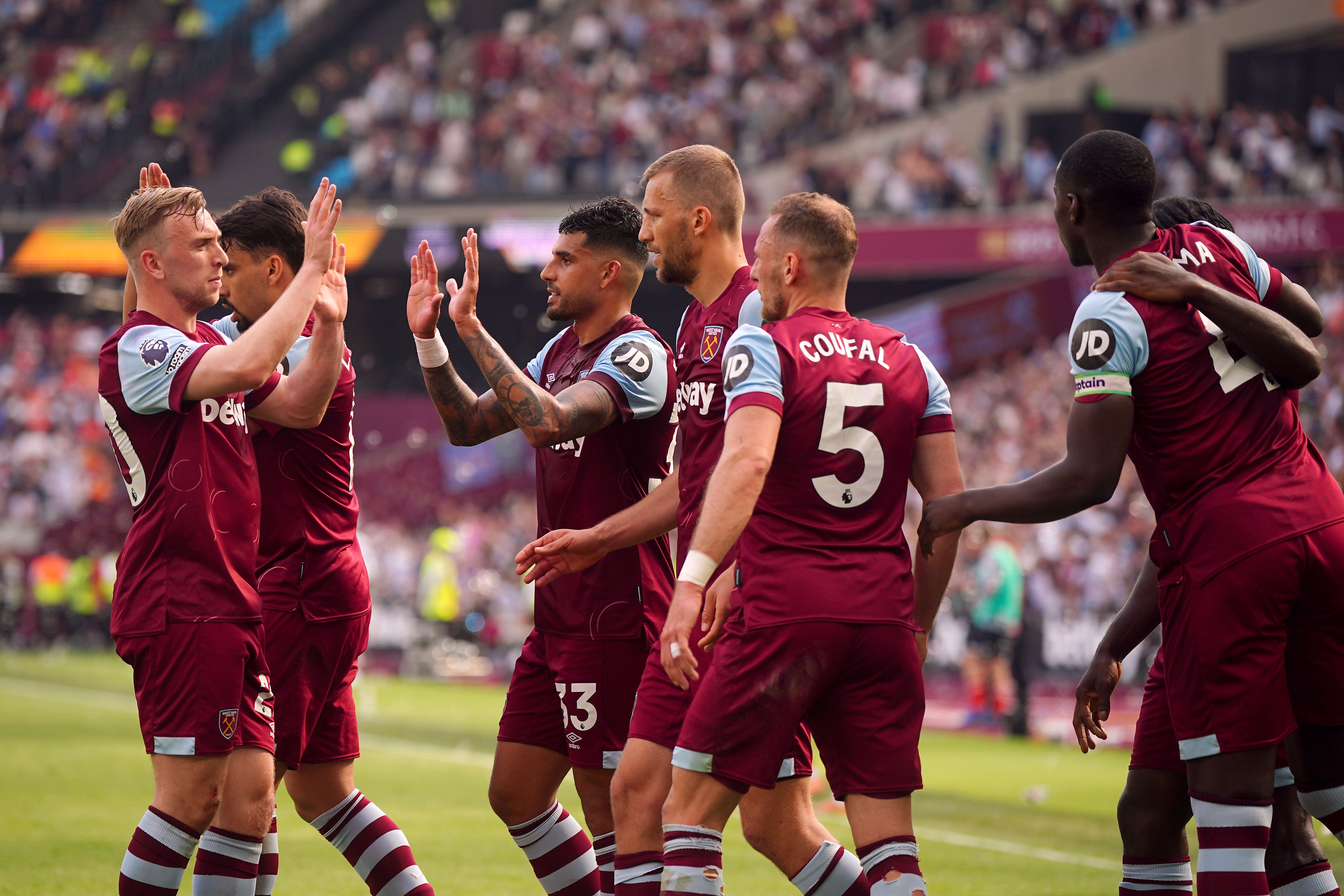 West Ham celebrated victory in David Moyes’ final home game in charge
