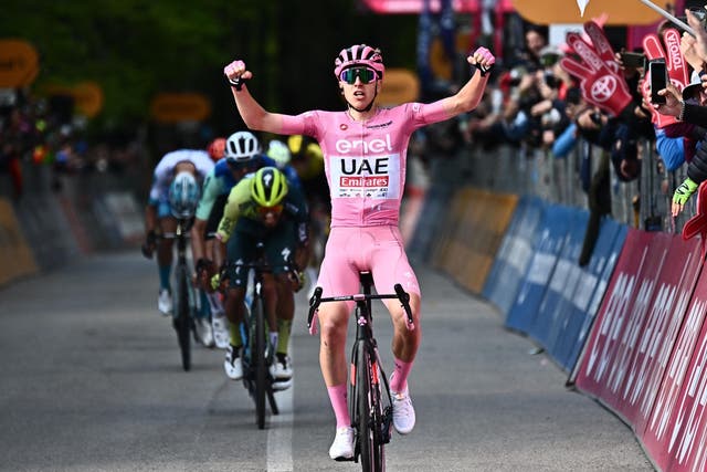 <p>Tadej Pogacar has dominated the opening week of the Giro </p>