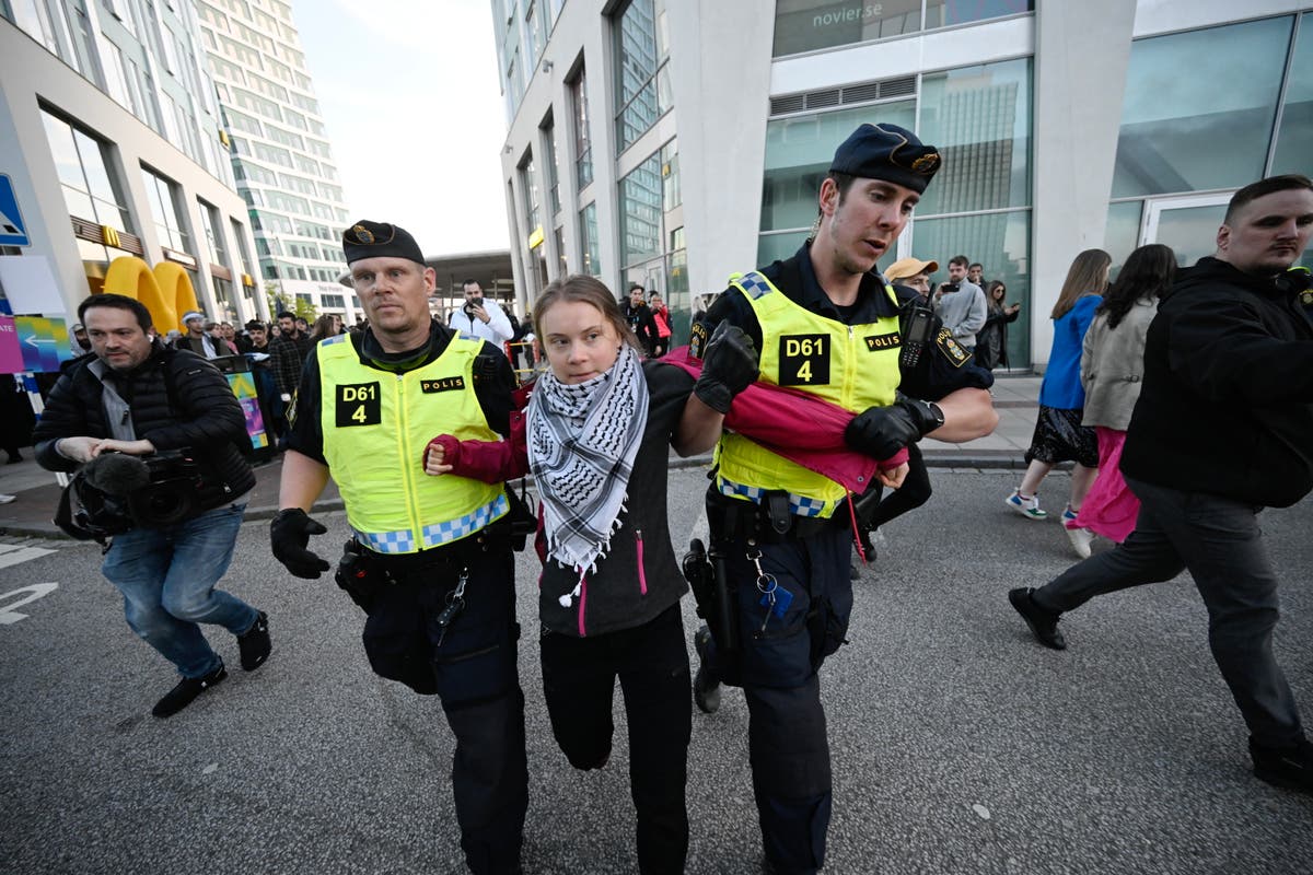 Greta Thunberg removed from Stop Israel protests at Eurovision arena