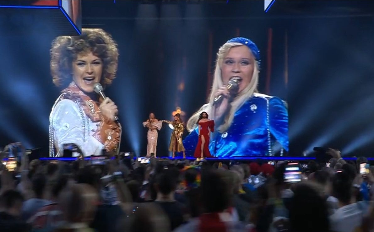 Abbatars projected onto the stage at the Eurovision grand final