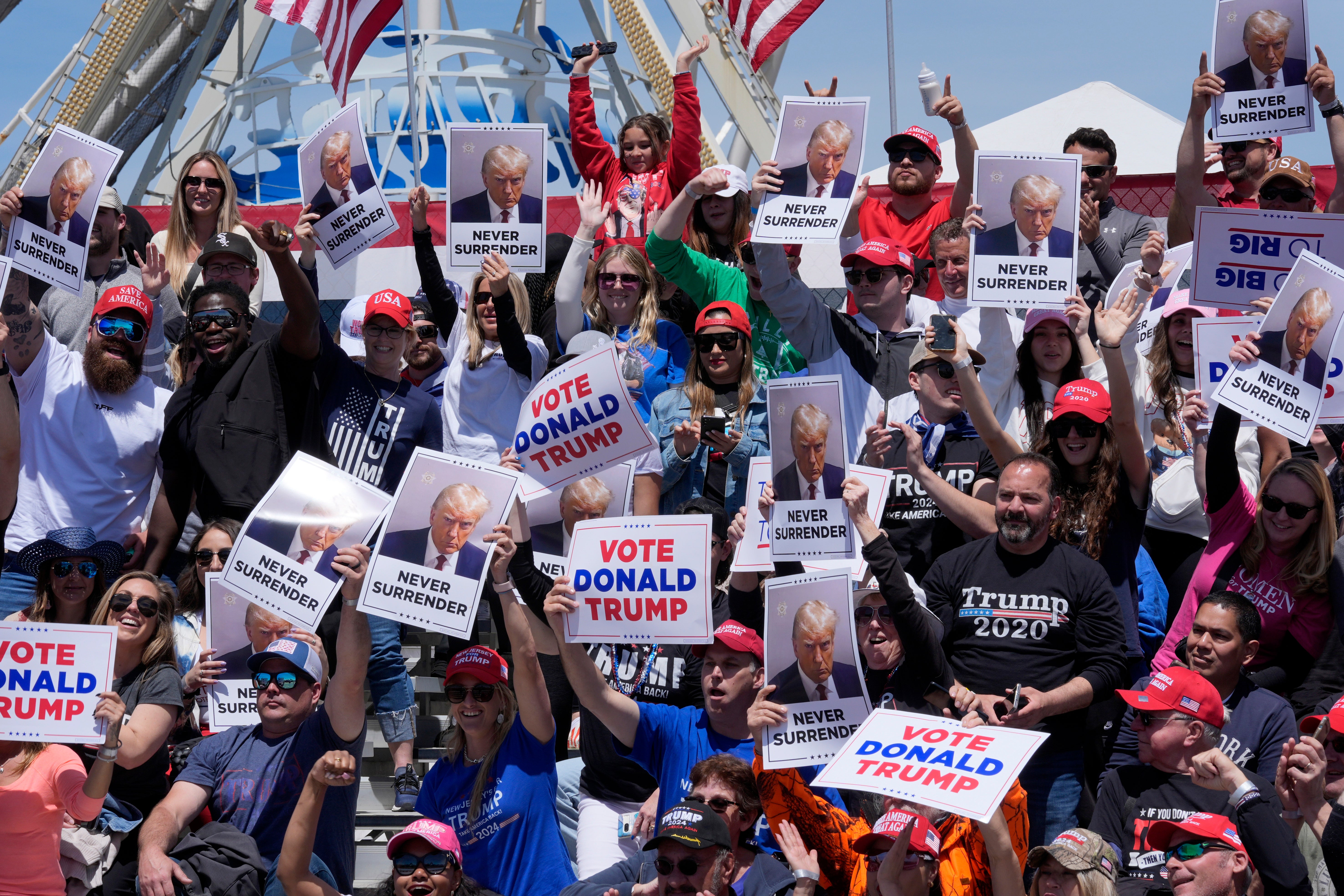 Between 80,000 and 100,000 supporters gathered for the rally in Wildwood, New Jersey, some of whom had camped out overnight to secure a good spot