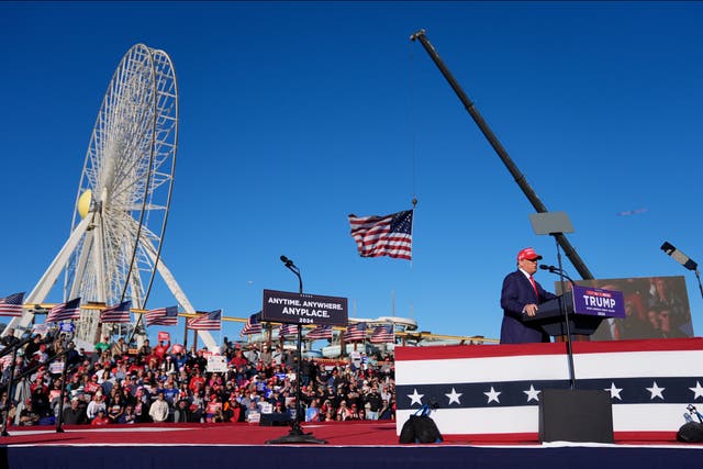 <p>Trump hits the stage in Wildwood for a sunset rally on the beach</p>