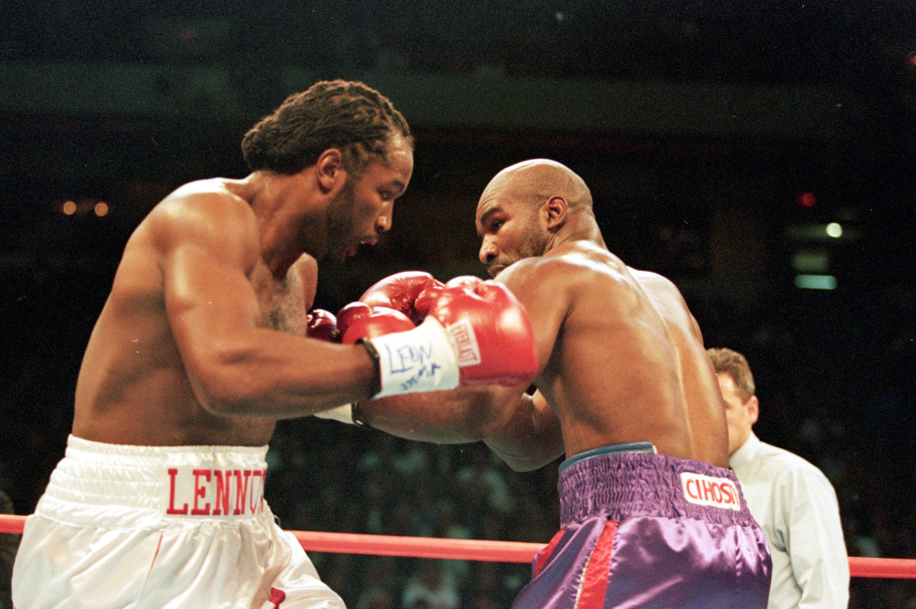 Lennox Lewis (left) beat Evander Holyfield in 1999 to become undisputed heavyweight champion