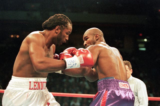 <p>Lennox Lewis (left) beat Evander Holyfield in 1999 to become undisputed heavyweight champion</p>