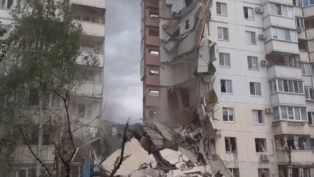 <p>Russian apartment block collapses in Belgorod explosion as rescuers search rubble for survivors.</p>