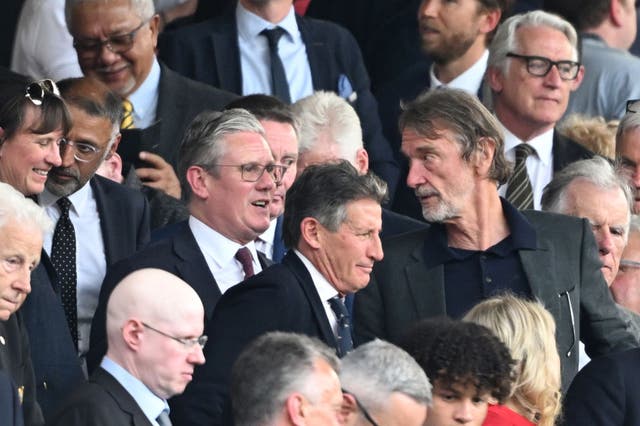 <p>Sir Jim Ratcliffe was at Old Trafford along with Sir Keir Starmer </p>
