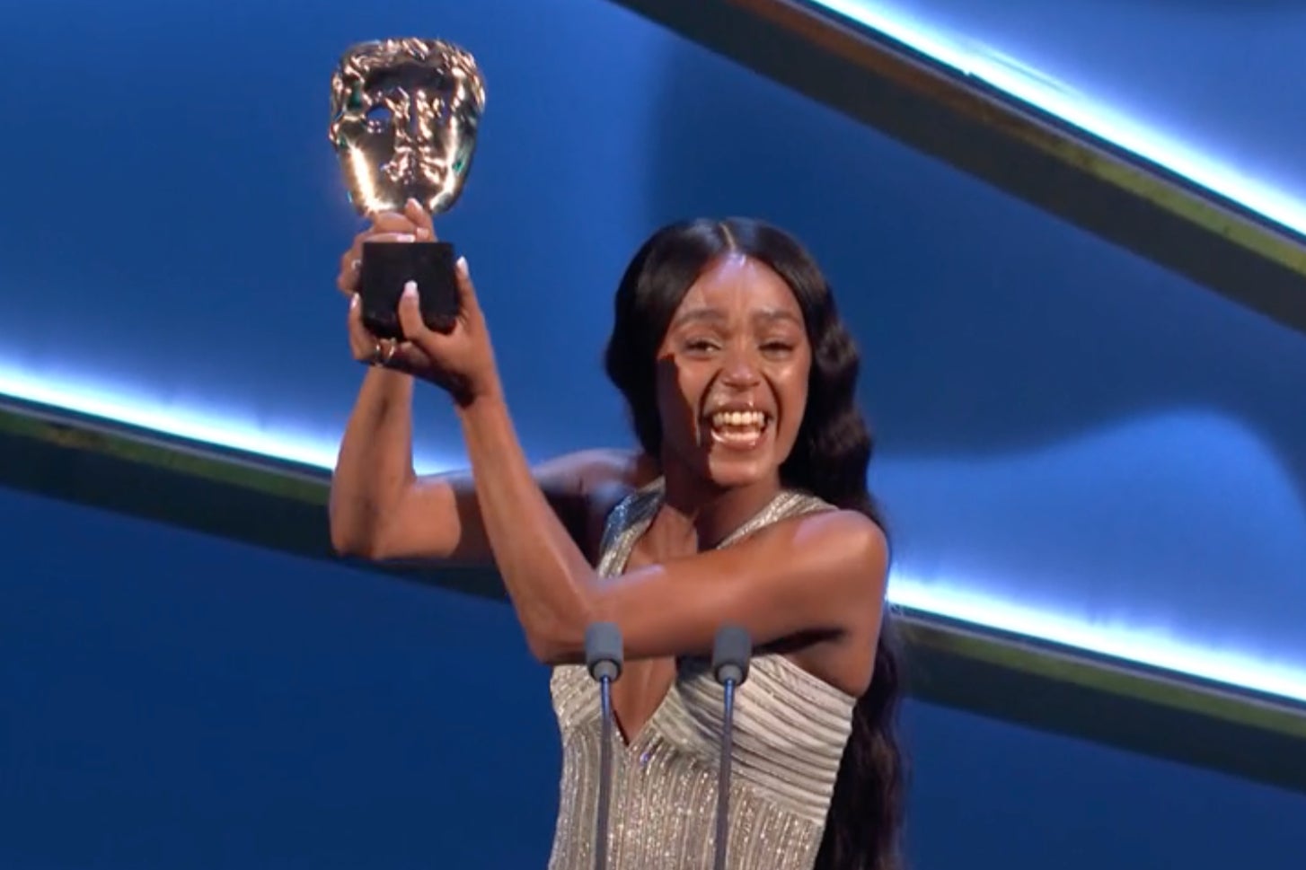 Actor Jasmine Jobson collects her Supporting Actress Bafta