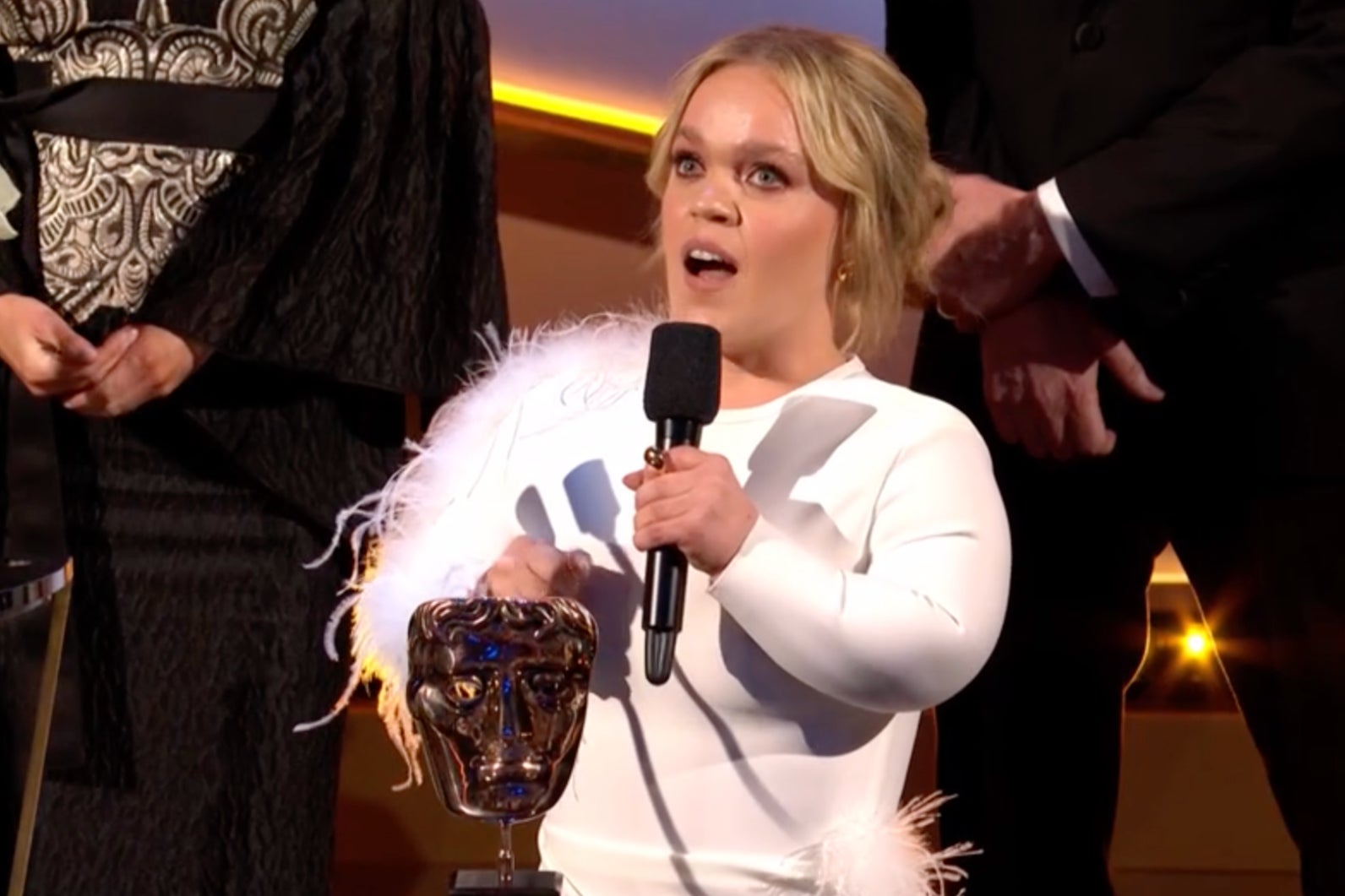 Ellie Simmonds with her Bafta for Best Single Documentary